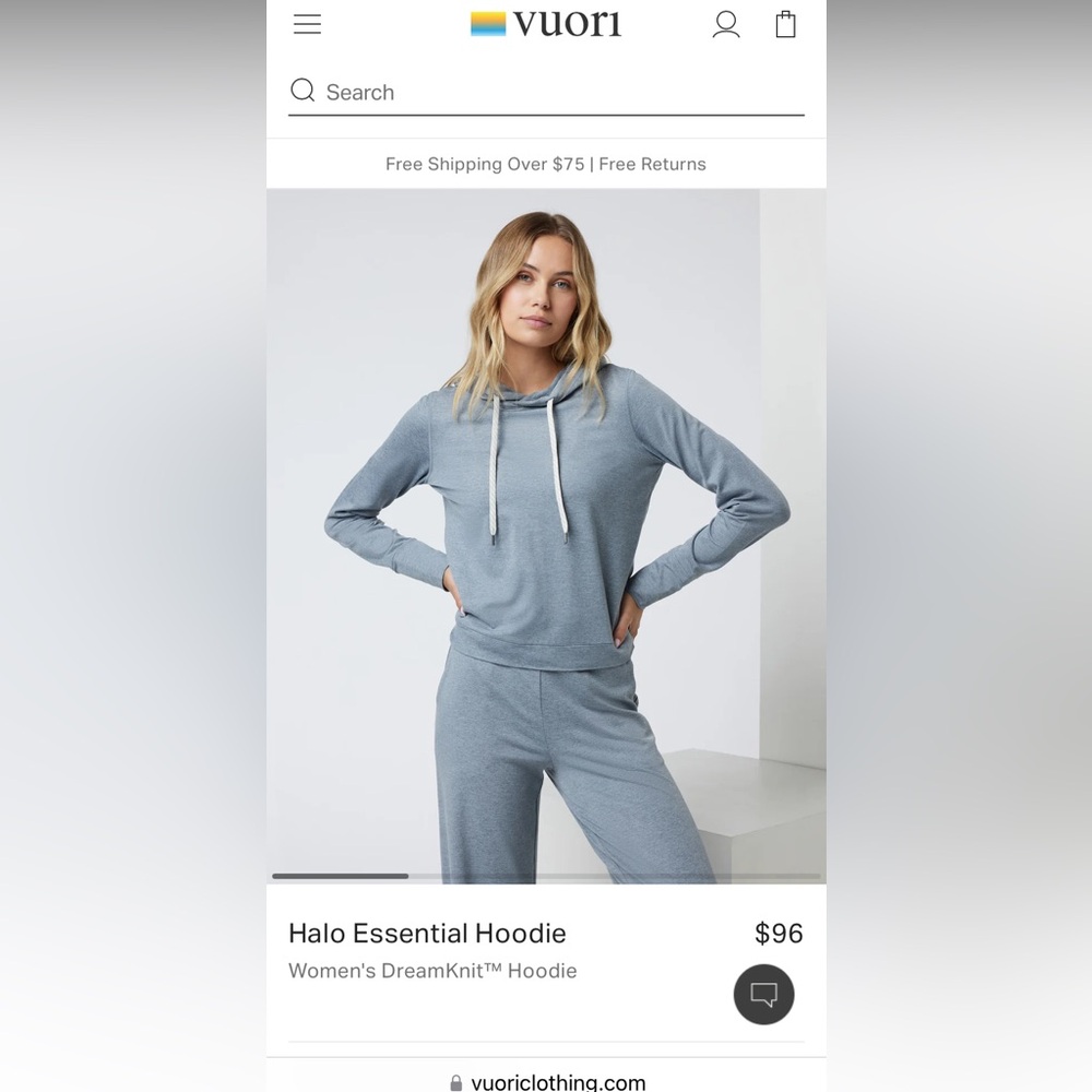 Vuori Halo Essential Hoodie in Burgundy color.